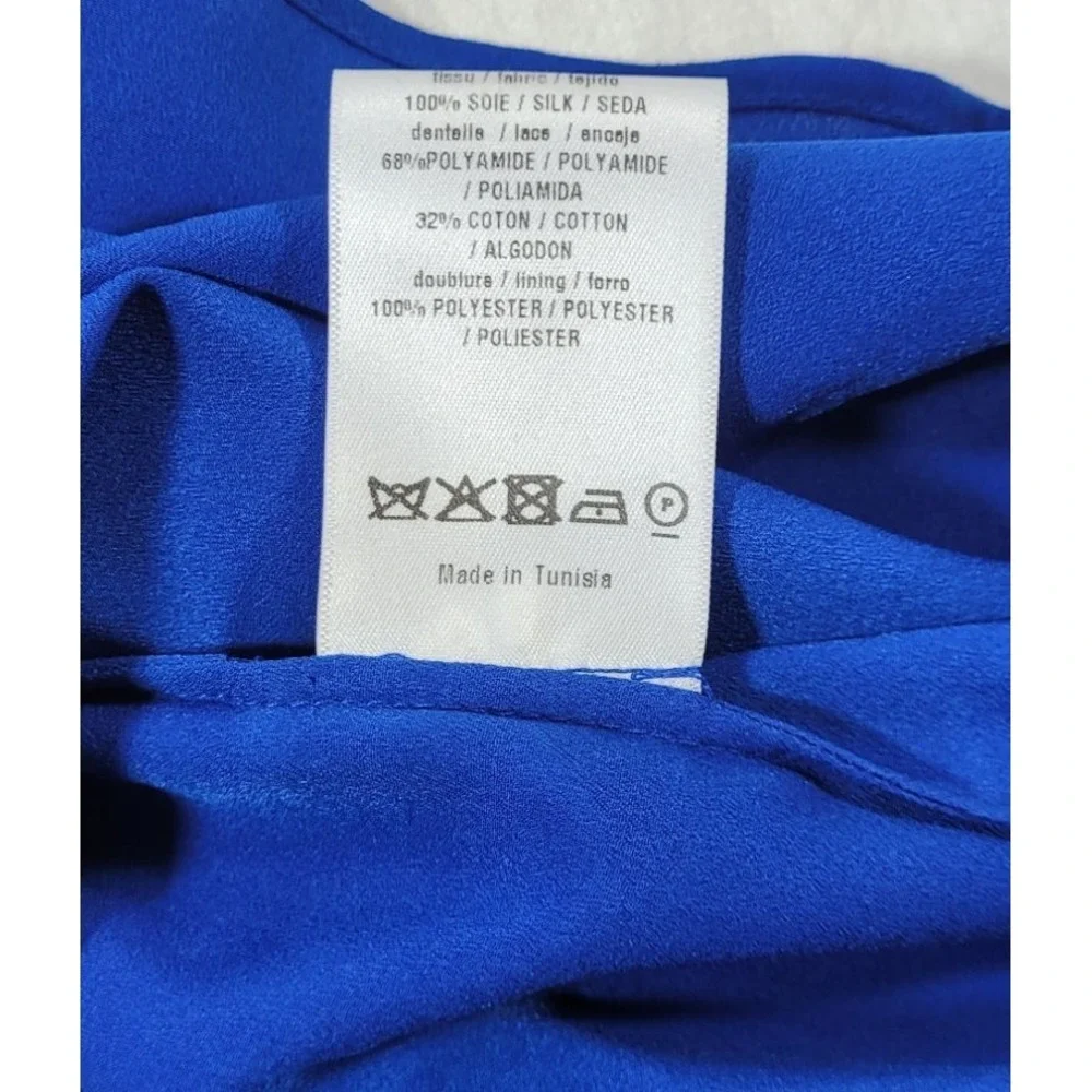 Sandro Paris Women's Sheer Sleeveless Top w/ Silk Cami - Blue - Sz 1 (US 4) - Picture 7 of 7